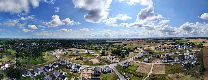 Drohnenaufnahme vom Baugebiet Kiefernweg in Biestow