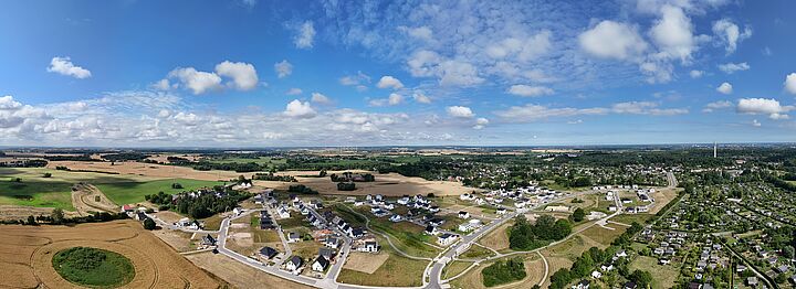 Drohnenaufnahme vom Baugebiet Kiefernweg in Biestow